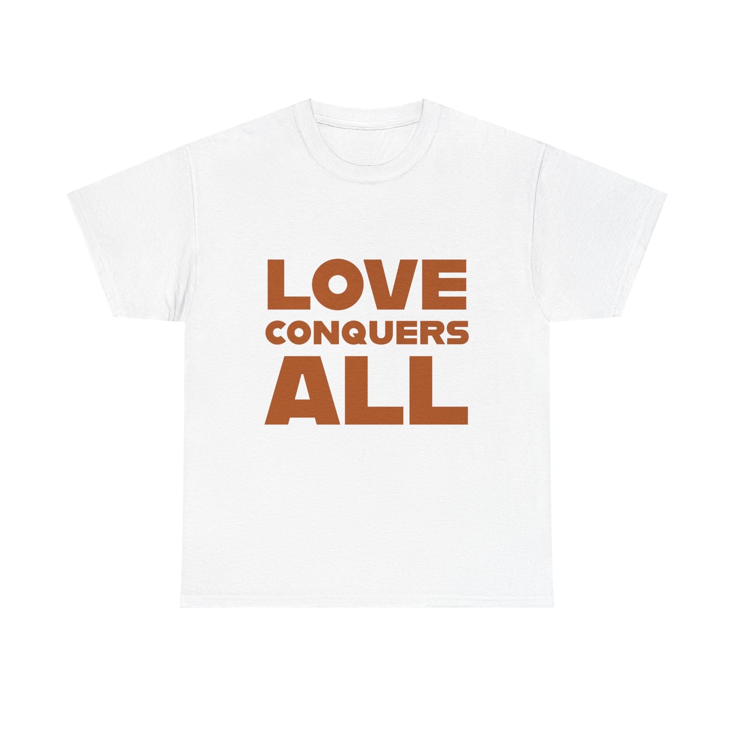 Love Conquers All T-Shirt — Bold Retro Typography Tee