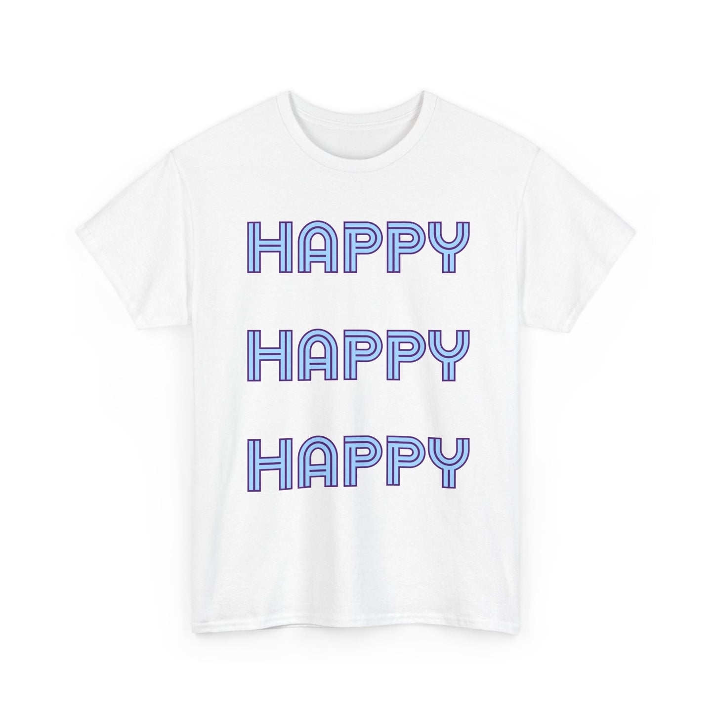 Happy Happy Happy Retro Graphic Tee — Positive Message T-Shirt