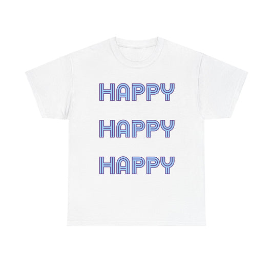 Happy Happy Happy Retro Graphic Tee — Positive Message T-Shirt